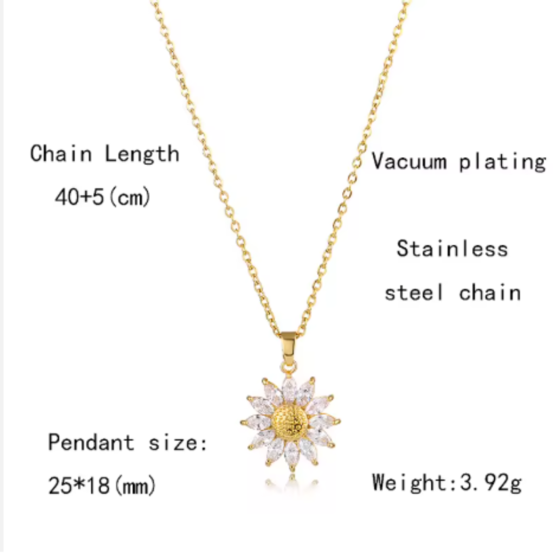 Collar Girasol Brillante – Símbolo de Amor, Luz y Alegría